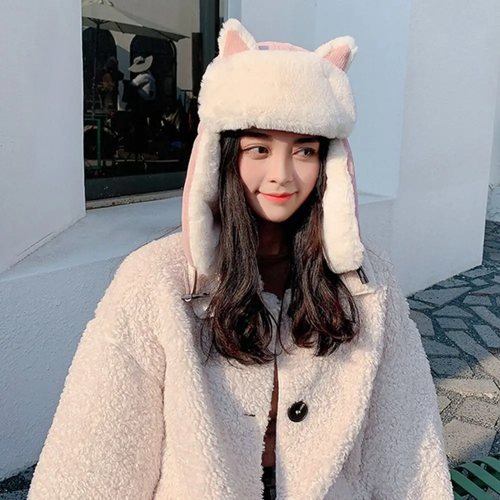 Outdoors Bomber Hat Warm Windproof Ushanka Fur Hat Thick Winter Cap for Men Women