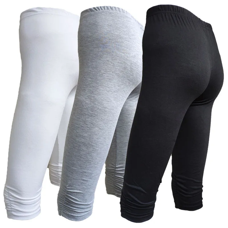 Elastic High Waist Sporty Women Clothing Skinny Pants Elastic Quick Dry 3/4 Sports Leggings Short Trousers Casual Solid Summer