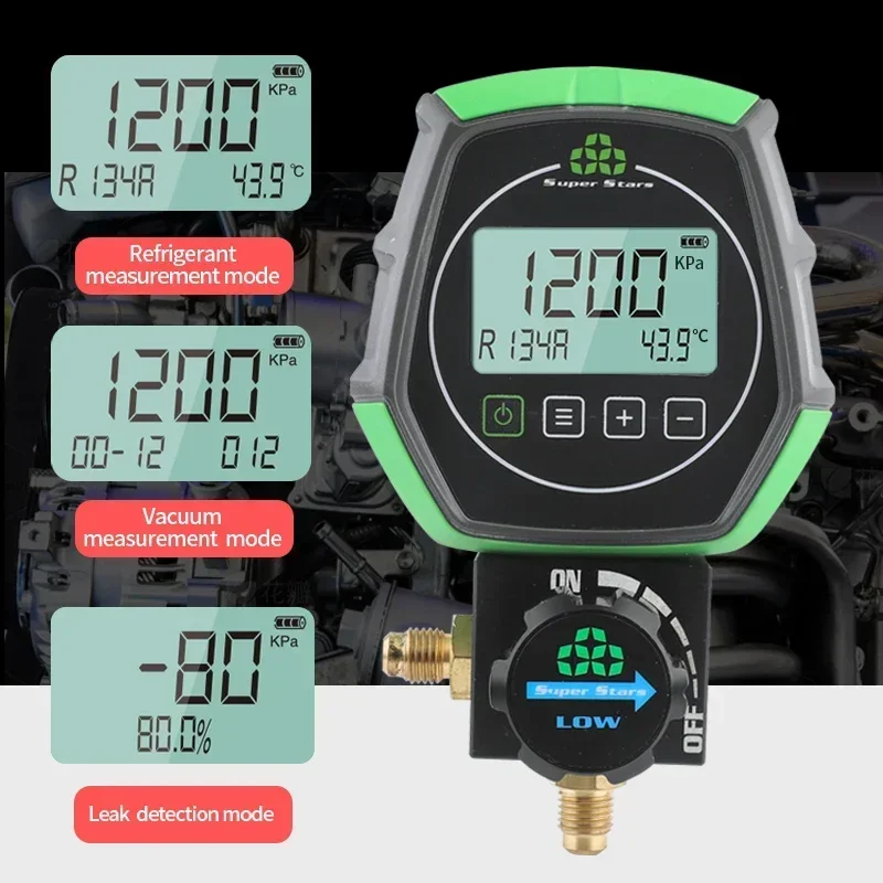

Electronic Fluoride Gauge Digital Display Manifold Tester Refrigerant Vacuum Pressure Gauge Air Conditioning Leak Detection DSZH