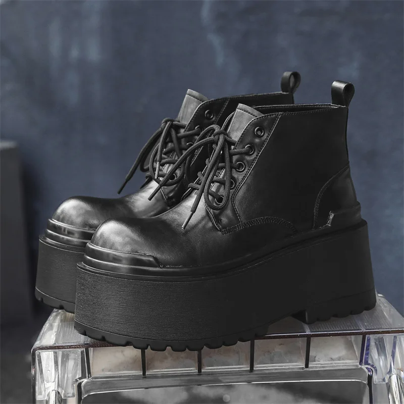 Unique New Style Niche Platform Sole Height Increase 10CM Thick Sole Men's Big Toe Korean Version Short Boots