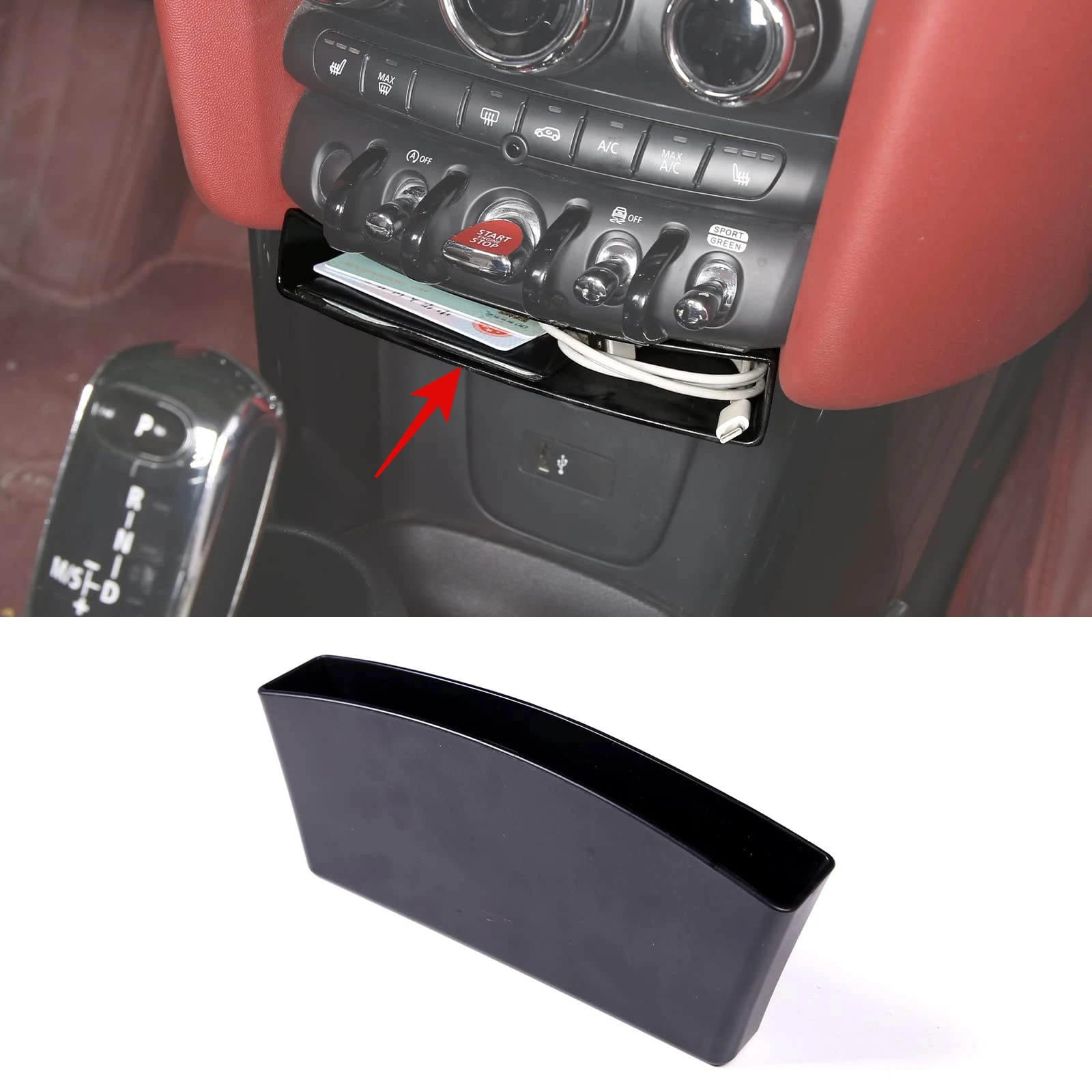 

For MINI COOPER 2014-2022 Car Plastic Central Console Multifunction Storage Box Phone Tray Accessories