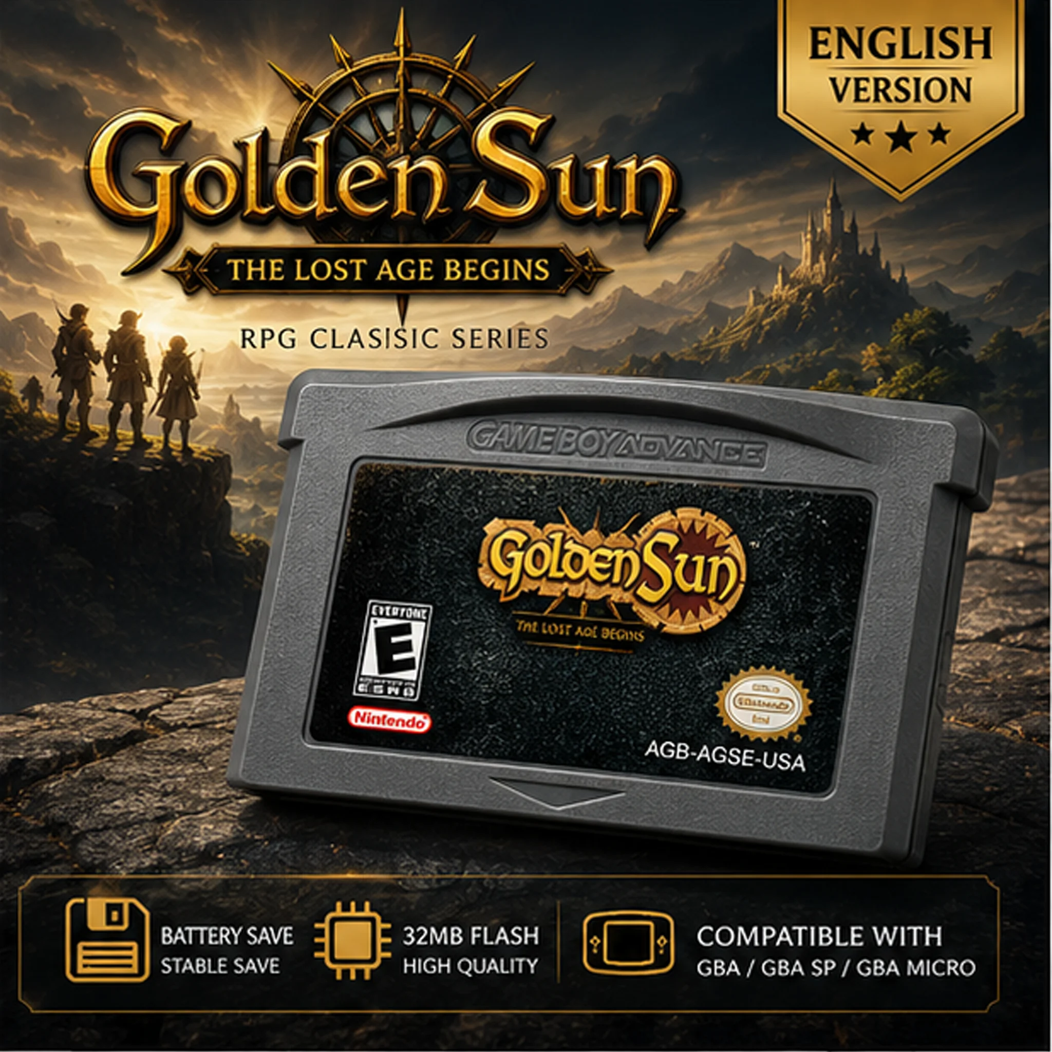 

Advance SPMicro Golden Sun The Lost Age GBA Game Cartridge English Version 32MB Flash Save Card for Game Boy