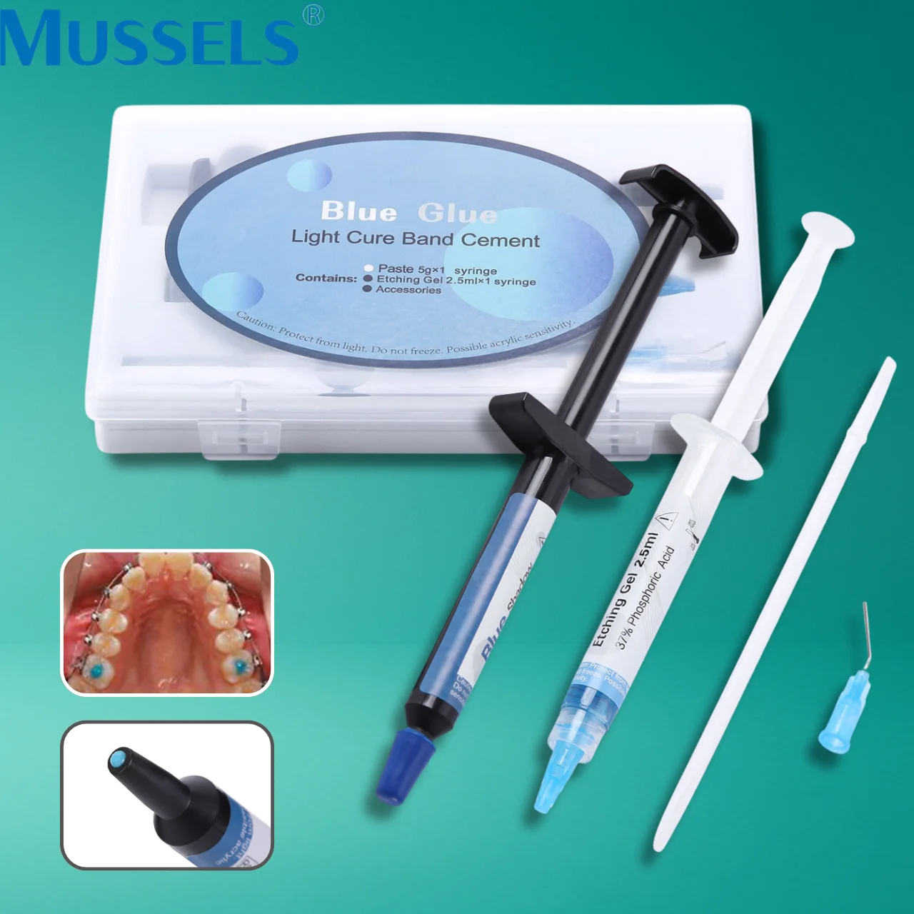 

1Set Dental Orthodontic Adhesive Light Cure Blue Glue Kit Dentistry Etchant Acid Gel Paste for Bonding Brackets Buccal Tube Tool