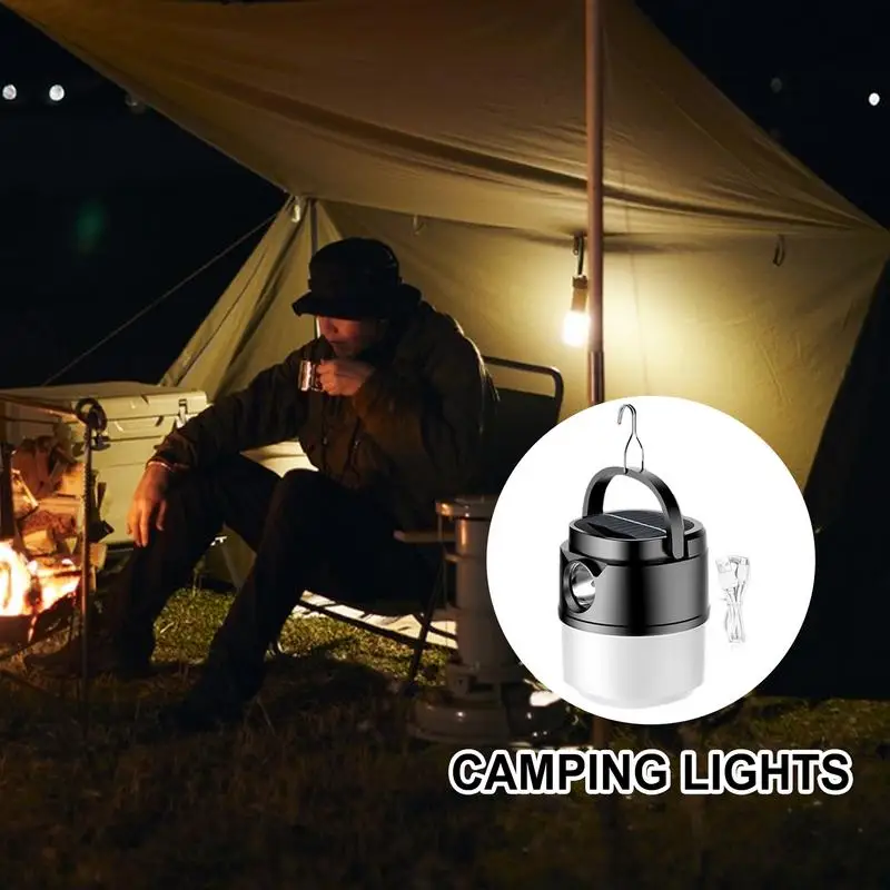 Electric Lantern Solar Powered LED Camping Light Solar Powered Rechargeable LED With 4 Light Modes USB Charging Portable