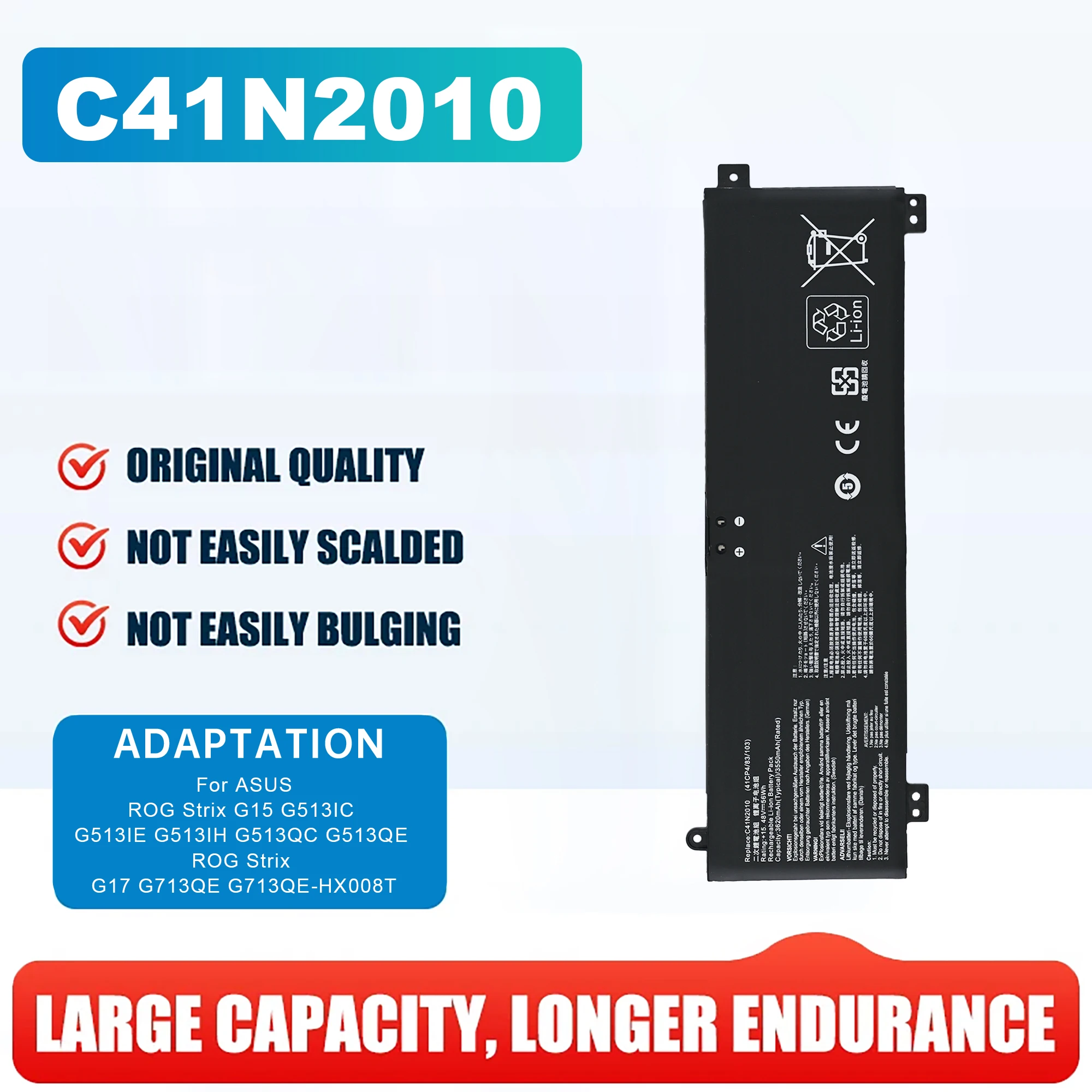 

Аккумулятор для ноутбука C41N2010, совместимый с ASUS ROG Strix G15 G513Q G513QR G513QM, 56 Вт·ч