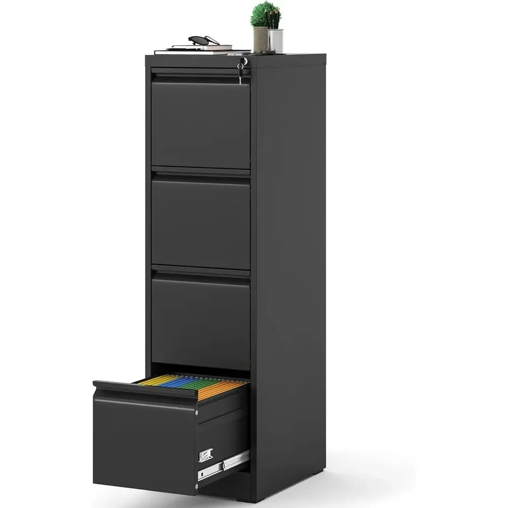 Metal Storage Cabinet with Lock, 18 Deep, Steel Frame, Holds A4/Legal Files, Assembly Required