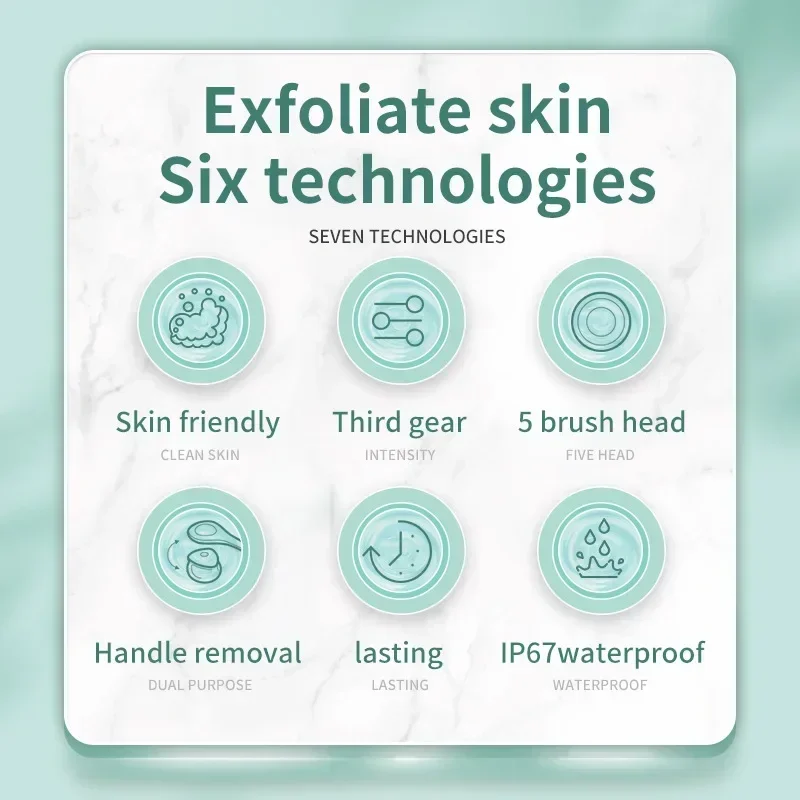فرشاة استحمام دوارة بمقبض طويل ذكي أوتوماتيكي بالكامل 5 في 1، قابلة لإعادة الشحن، تستخدم للتنظيف العميق والتقشير والتدليك