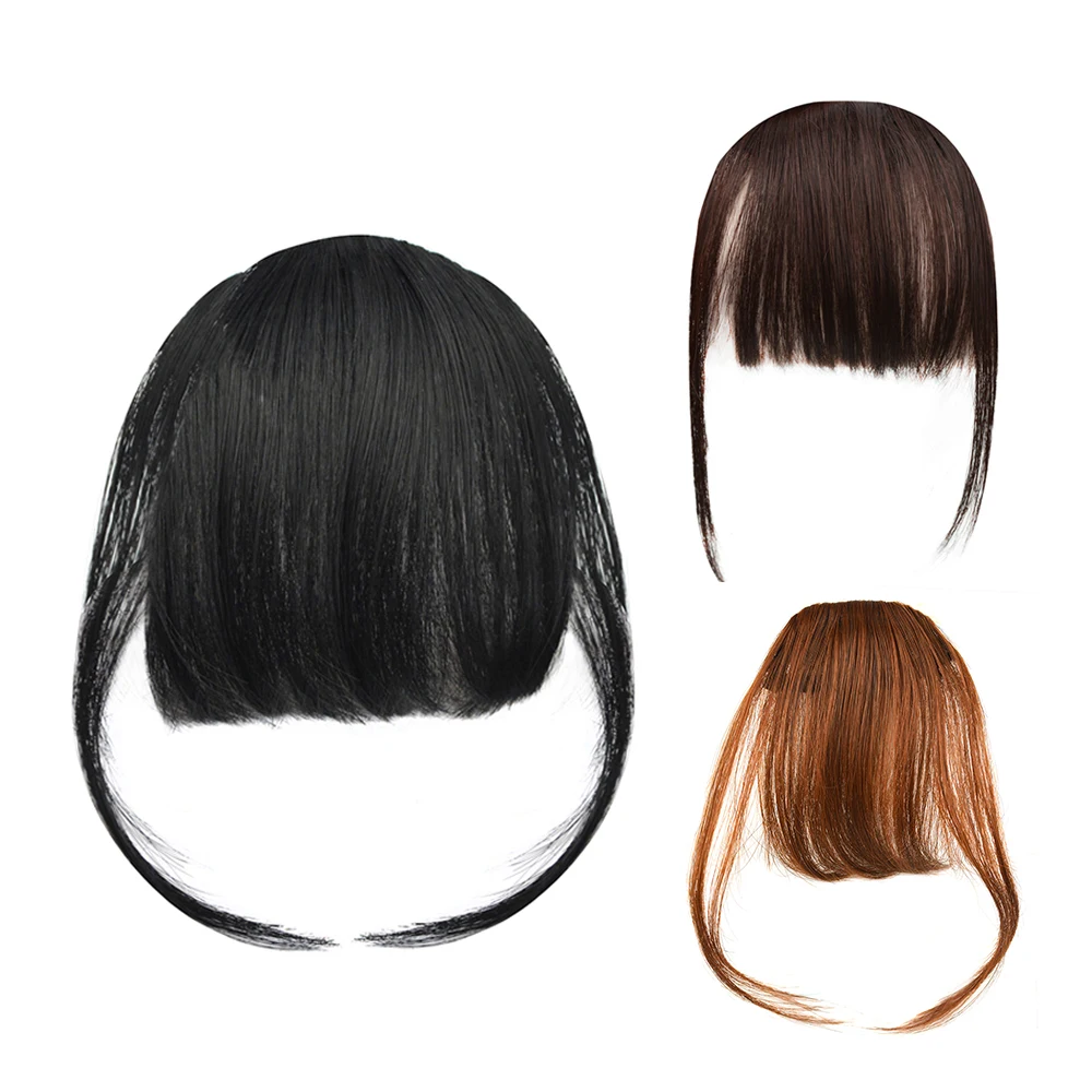 1pc Synthetic Hair Bangs High Temperature Fiber Front Head Hairpieces Clip-In Hair Bangs Blunt Bangs