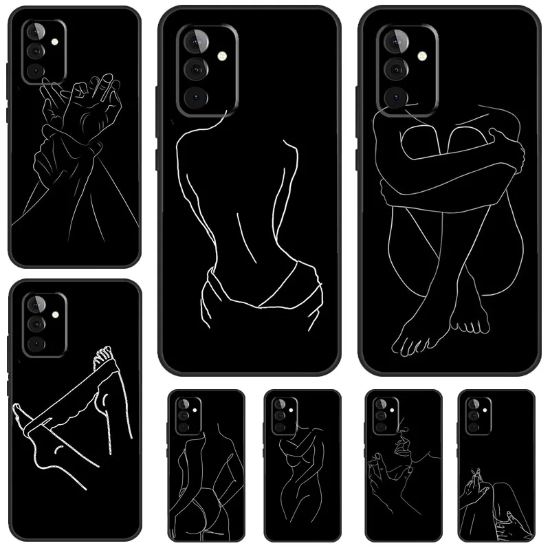 Art Simple Kiss Rose Sex Girl Body Case For Samsung Galaxy A52 A32 A22 A12 A14 A24 A34 A54 A53 A33 A13 A15 A25 A51 A71 Cover