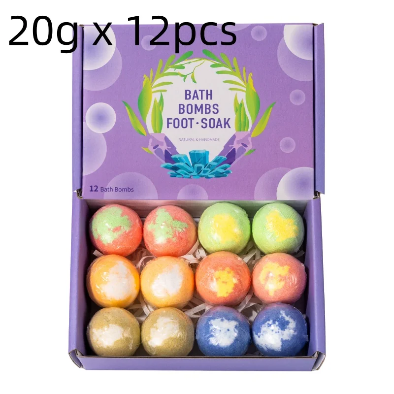 12 szt. 20g/60g Naturalne Mini Bombki do Kąpieli Ręcznie Robione Spa do Stóp Bogate Olejki Eteryczne Nawilżające Suchą Skórę Relaksujący Zapach