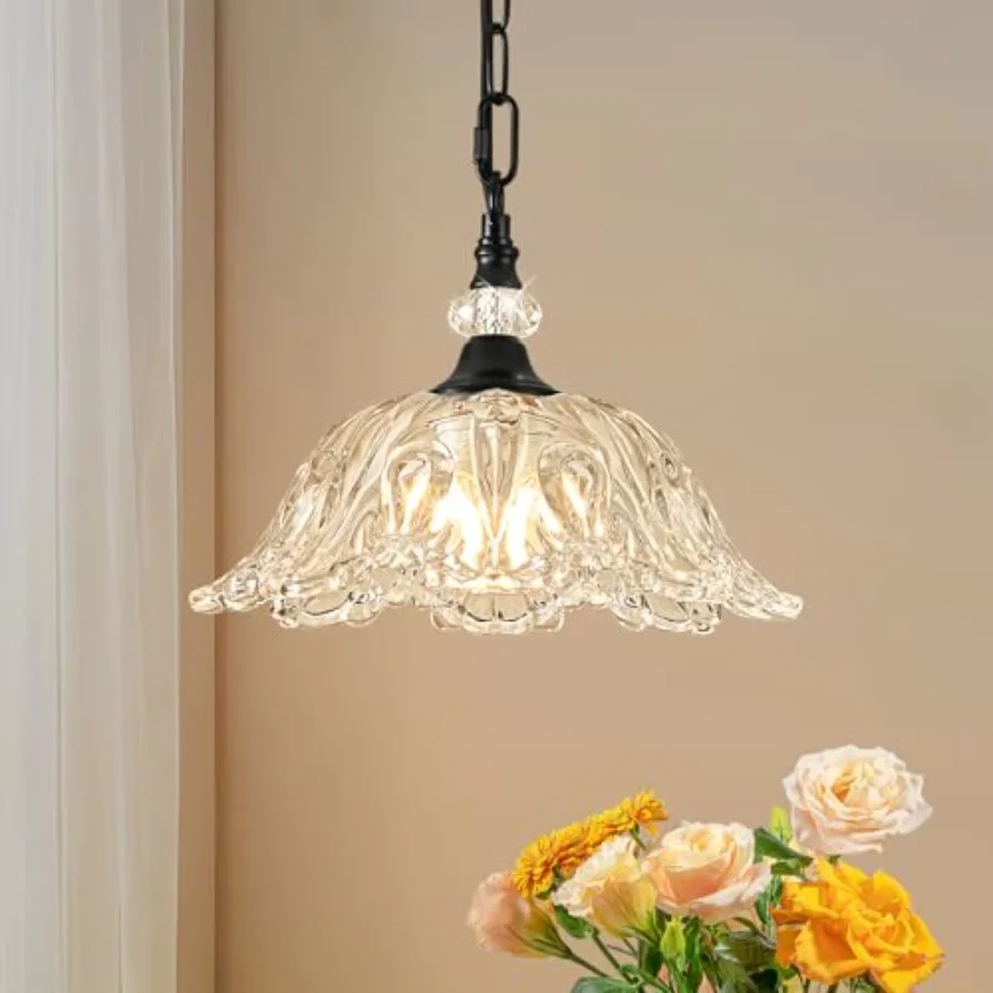 

1 Pcs Chandelier Light Fixtures with Crystal Glass Shade Farmhouse Pendant Light Hanging Light for Dining Room Hallway Living R