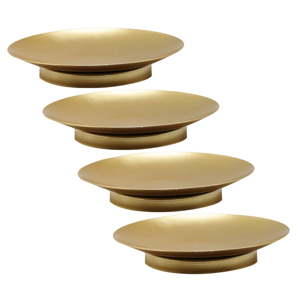 

4pcs Retro Iron Holder Plate Metal Candlestick For Home Tabletop Decor Simple Design Pillar Holder Wedding Party