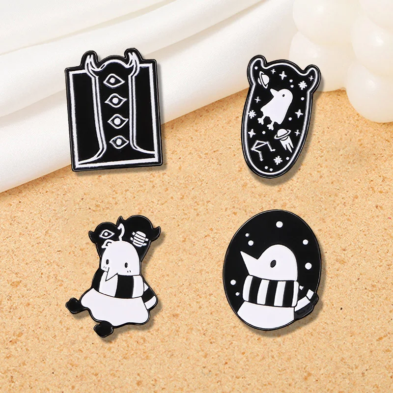 Statement Black Penguin Aliens Collection Hard Enamel Pins Brooches Wholesale Cheap Jewelry