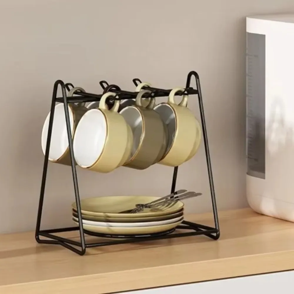 New Iron Coffee Cup Rack Vertical Rust Proof Coffee Cup Holder Open Frame Design Ventilated Mug Rack For Kitchen