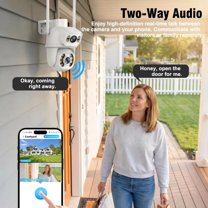 Surveillance Camera 4MP+4MP Dual Lens Gimbal Outdoor Wifi Camera Ip66 Waterproof Two-Way Voice Security Video Surveillance
