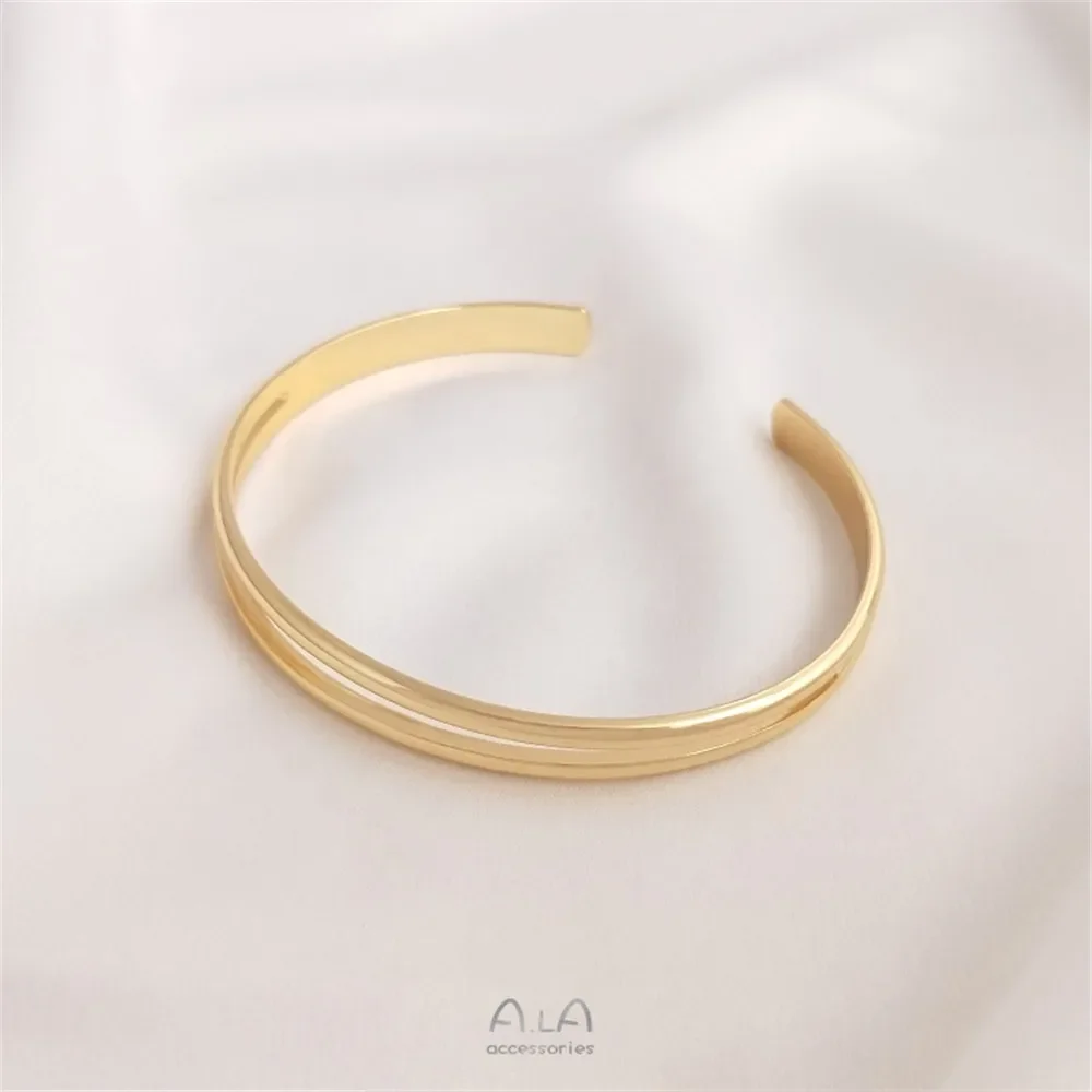 14K Gold Plated Simple and stylish French women's bracelet with a hyperbolic open loop DIY handmade bracelet