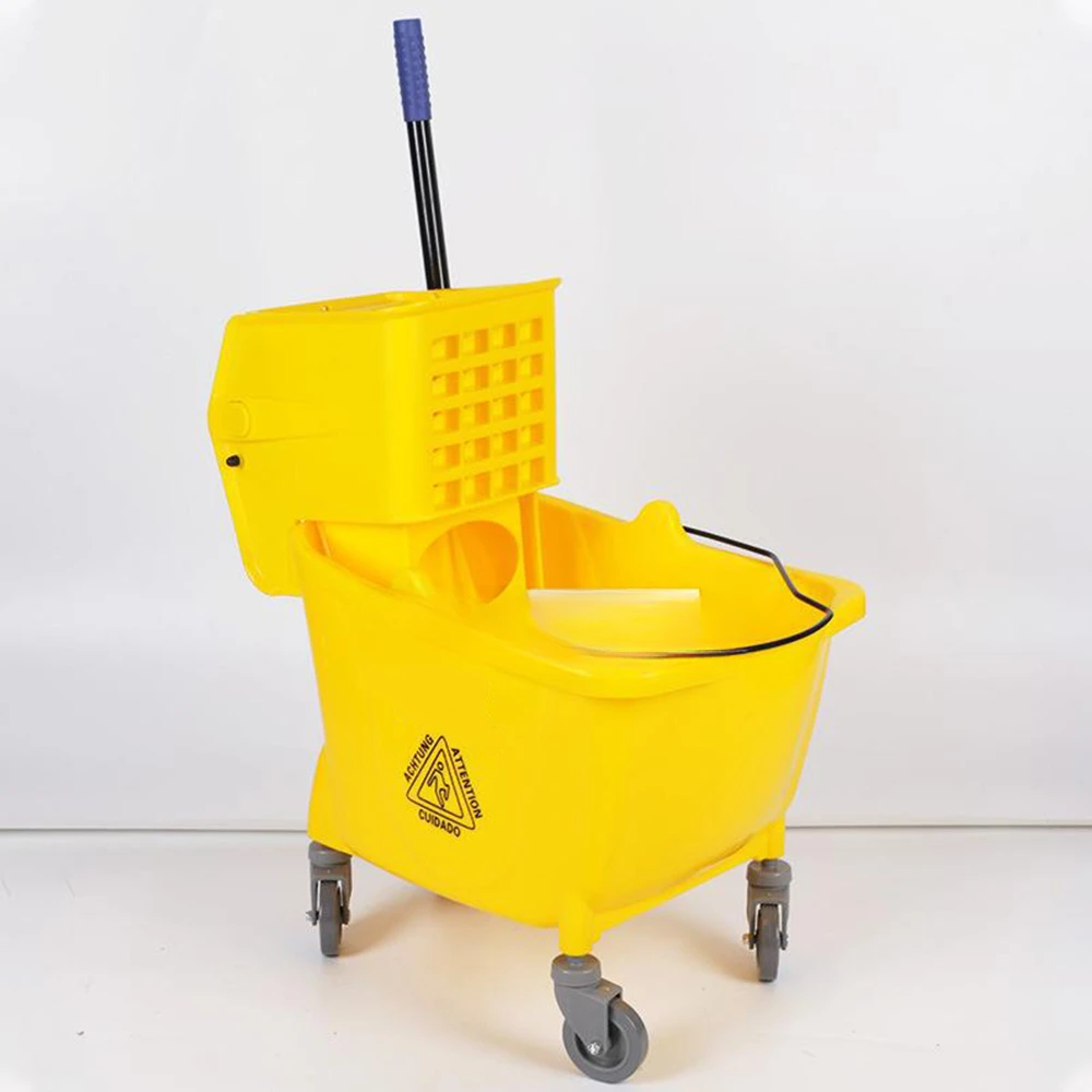 36L Mop Squeeze Dry Bucket Mop Bucket Handcart Washing Water Cart Floor Cleaning Tool Mop Wash Bucket Trolley Cleaning Cart