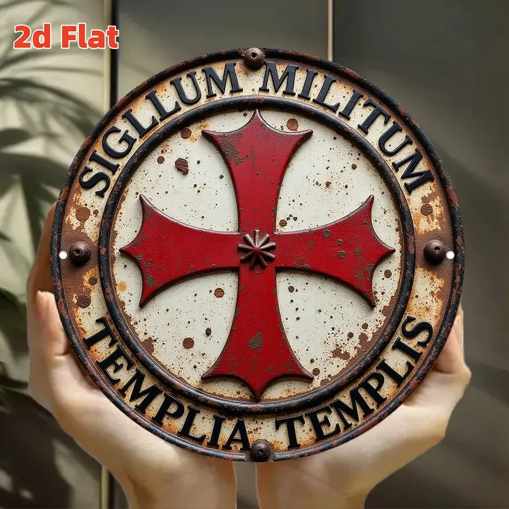 Tin Sign - Vintage Knights Templar Cross Metal Plaque, Durable Metal Wall Decor for Home Office Bar Man Cave Wall Art