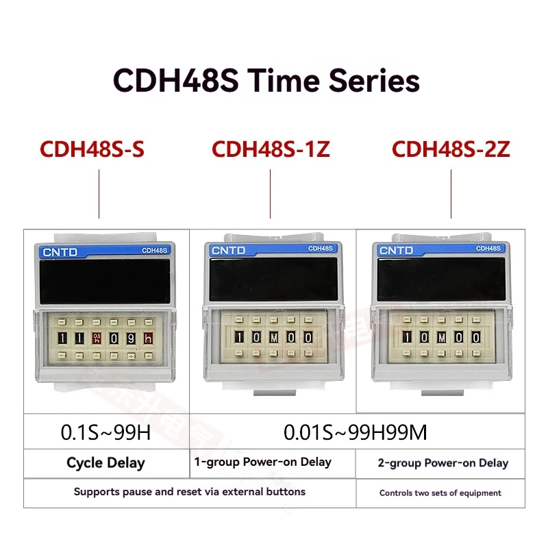 CNTD CDH48S Series Digital Time Delay Relay CDH48S‑1Z 2Z1 S1 S 24‑48VDC 100‑220VAC Timer Relay With Socket Base Free Included