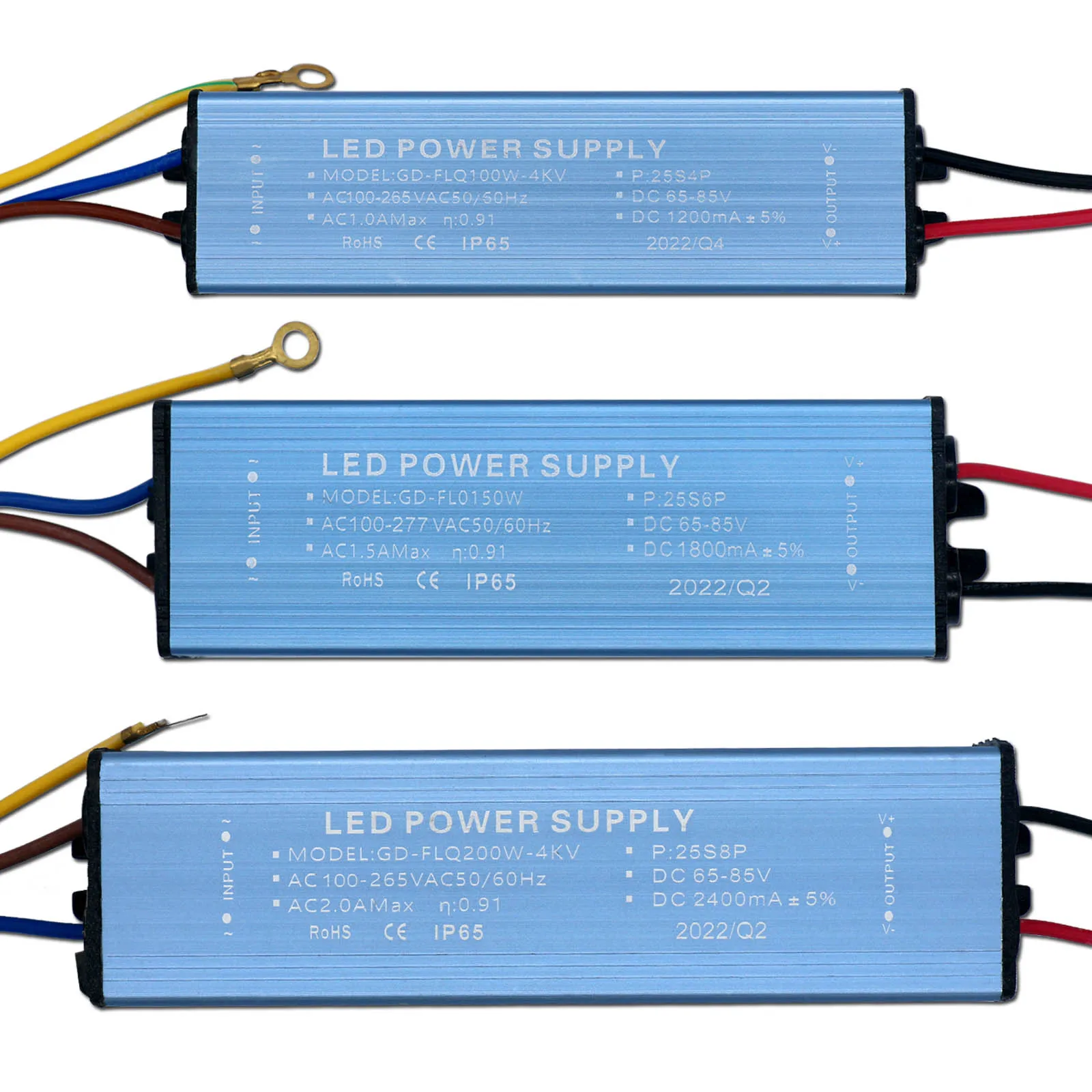 AC100-265V de Controlador LED, fuente de alimentación de 100W, 150W, 200W, transformador de iluminación de corriente constante, DC65-85V para