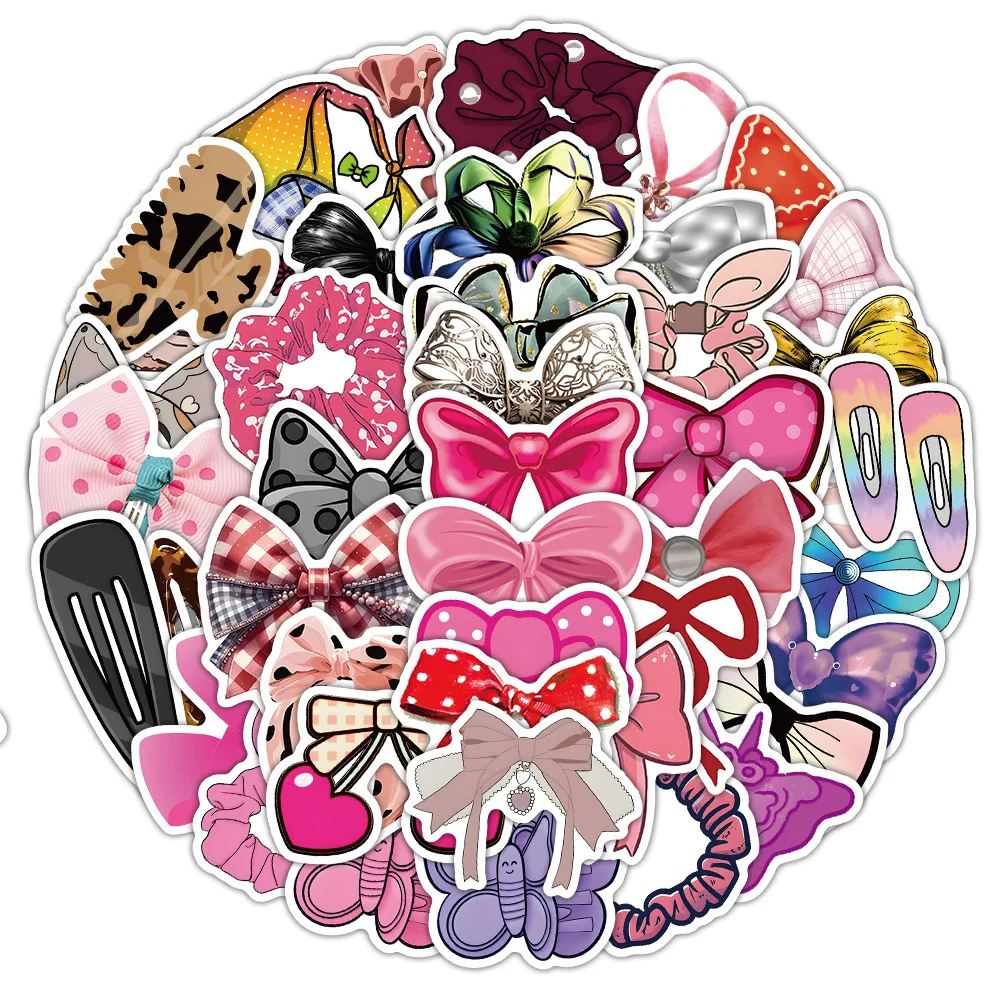 

10/30/54PCS Cartoon Cute Hair Adorable Colored Bow Cartoon Funny Doodle Personalized Waterproof Decal Kids Toy Gift for Guitar