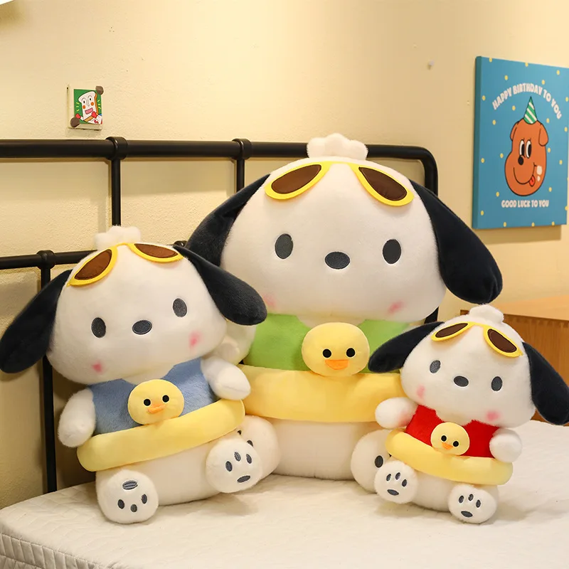 سانريو لطيف الكرتون ألعاب من نسيج مخملي باشا الكلب طوافة بلاستيكية للسباحة النوم جرو وسادة محشوة الحيوان الاطفال عيد الميلاد هدية عيد الميلاد للأطفال