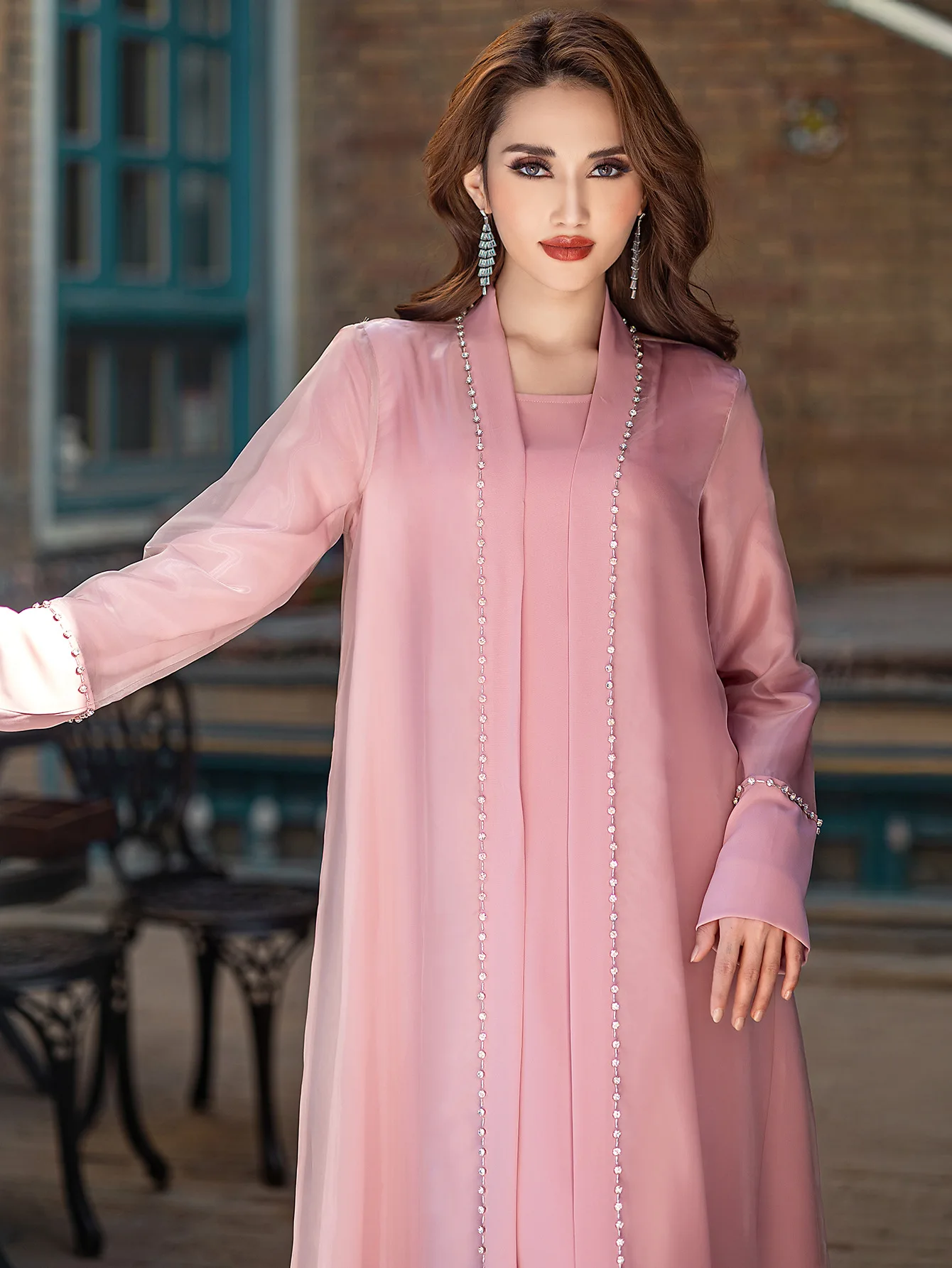 

Eid Diamonds Party Abayas Set 2 Piece Ramadan Women Kimono Cardigan Robe Muslim Dress Abaya Dubai Kaftan Kebaya Islam Jalabiya