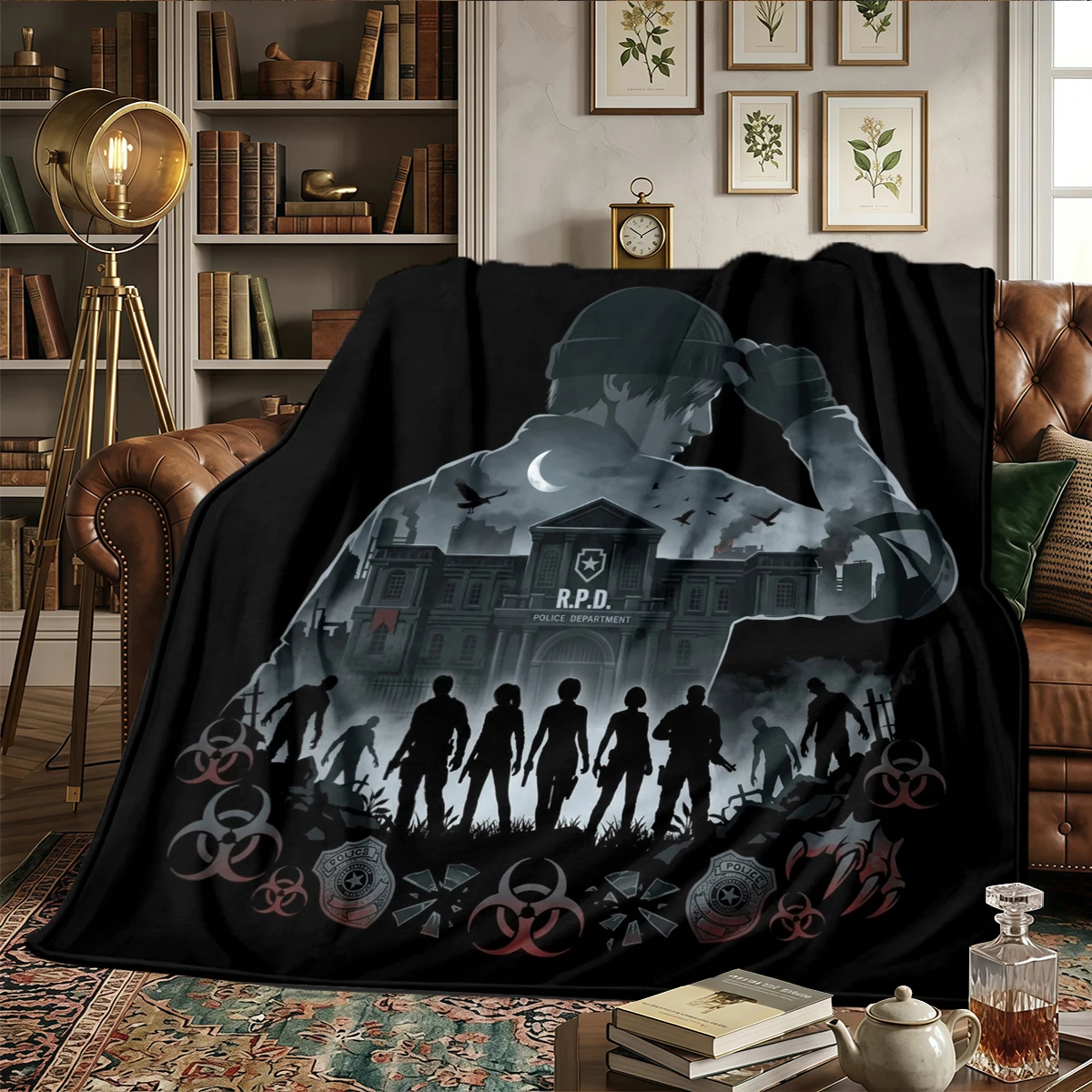 Resident Evil Print Flannel Blanket Warm - Comfortable, For Chairs, Travel -HE49