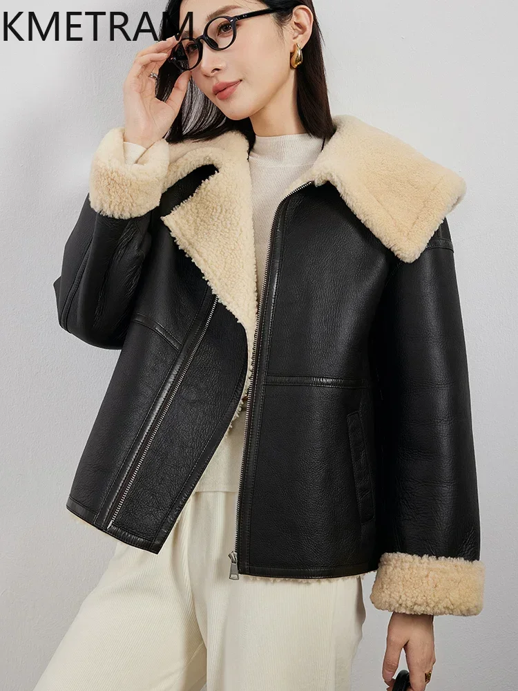 Natural Sheepskin Fur Jacket Women Winter Leather Jackets Woman Real Merino Wool Short Fur Coat Womans Clothing 2024 Fourrure