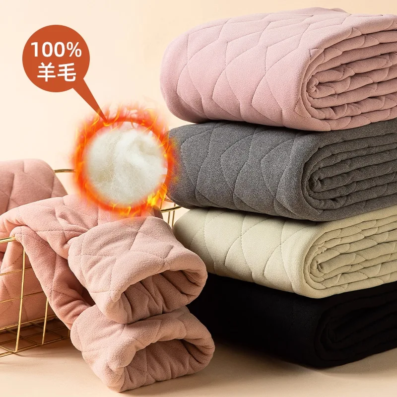 Women High Waist Thermal Leggings Wool Filled Lined Thick Warm Pants Plus Size Elastic Skinny Cold Resistant Winter Bottoms