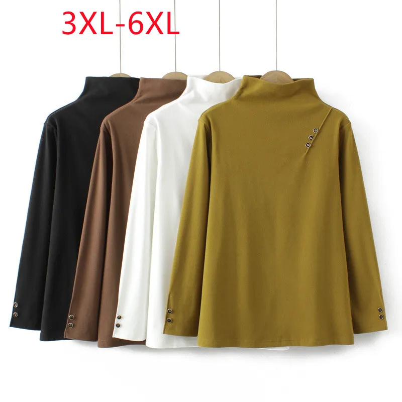 New 2022 Ladies Autumn Winter Plus Size Tops For Women Large Size O-neck Long Sleeve Black Bottoming Shirt 3XL 4XL 5XL 6XL