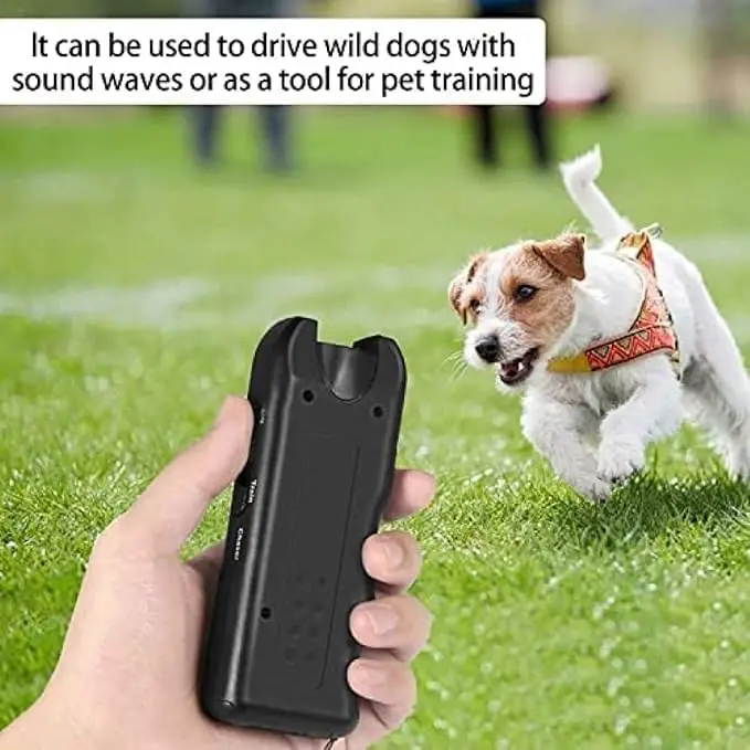 Portable Dog Ultrasonic Repeller Pet Training Device Anti-Barking with LED, Outdoor Deterrent Chaser to Repel Cats & Dogs view 4