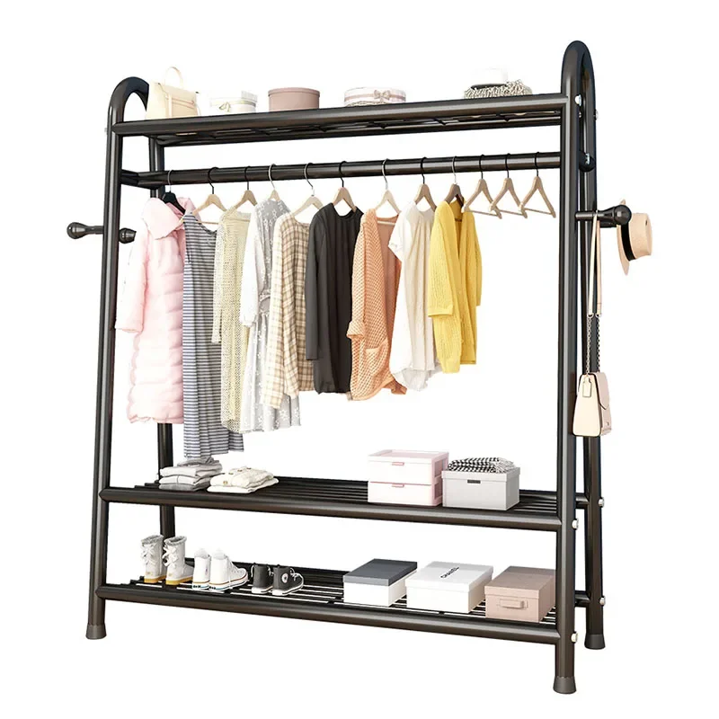 Standing Coat Racks Black Bathroom Metal Free Single Pole Cloth Hanger Rack Organizer Rangement Chaussures Home Decor Products