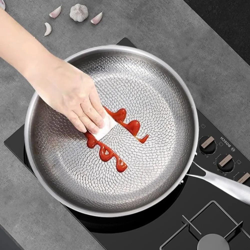 

26/28/30/32cm Titanium Frying Pan Uncoated Non Stick Steak Frying Pan with Lid Thickened Kitchen Cookware Gas Induction Cooker