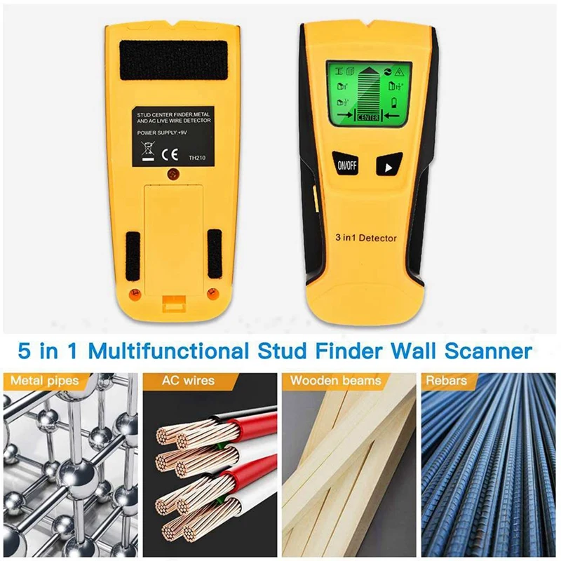 Wall Scanner Finder Wall Detector Find Metal Wood Studs AC Voltage Live Wire Detect