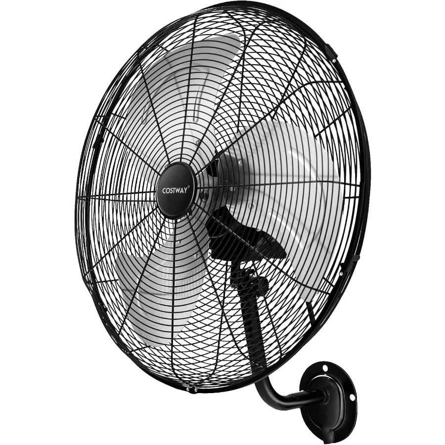 

Heavy Duty Metal Wall Fan with 3 Speeds 85 Oscillation 30 Adjustable Tilt Head Wall-Mounted Aluminum Blades Fan for Garage Ware