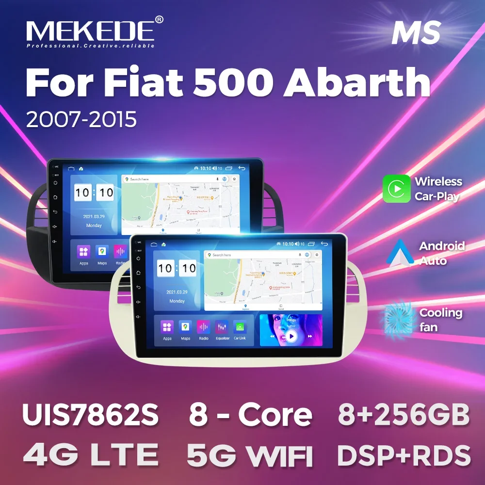 

MEKEDE Car Intelligent Multimedia Screen for Fiat 500 2007 - 2015 Autoradio Carplay WIFI 4G LTE Stereo 2 Din GPS Navigation