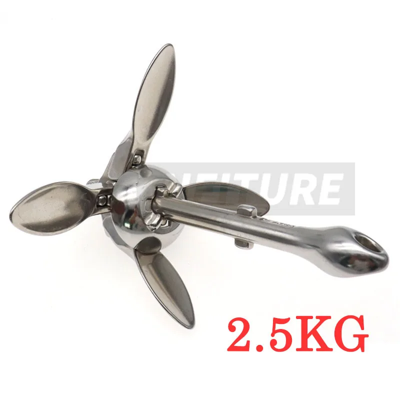 2.5Kg 316 Stainless Steel  Folding Anchor Grapnel Boat Anchor For Dinghy Raft Fishing Boat Kayak Purchase Other Sizes In Store
