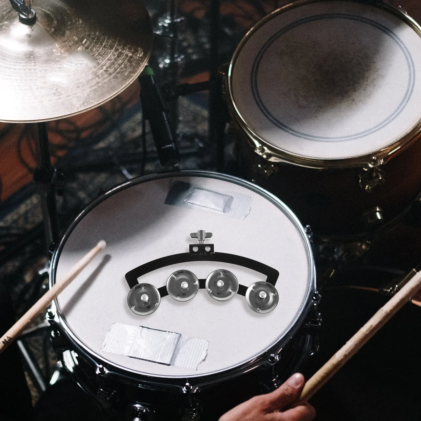 

Drum Tambourine Bell Sturdy Aluminum Alloy Abs Smooth Edges No Burrs Long-Term Use Party Hand Bell Instrument Beginner