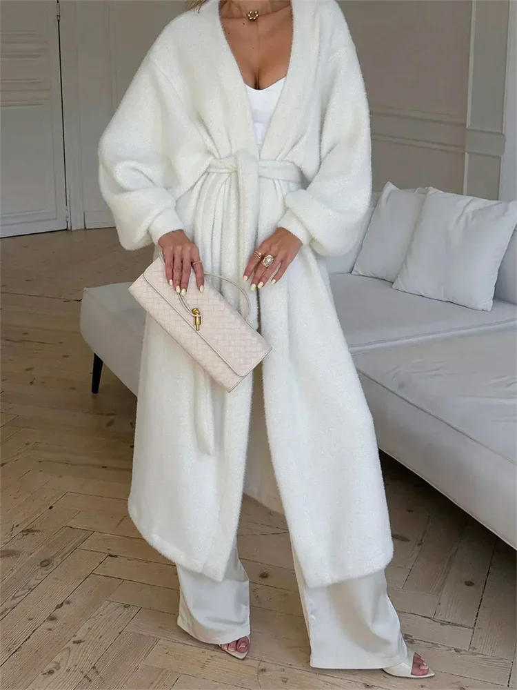 

2025 Autumn KFemale Lace-Up Loose Long Sleeve Casual Patchwork Coat Women's Knitwear Cardigan nit Sweater Cardigan Outwear