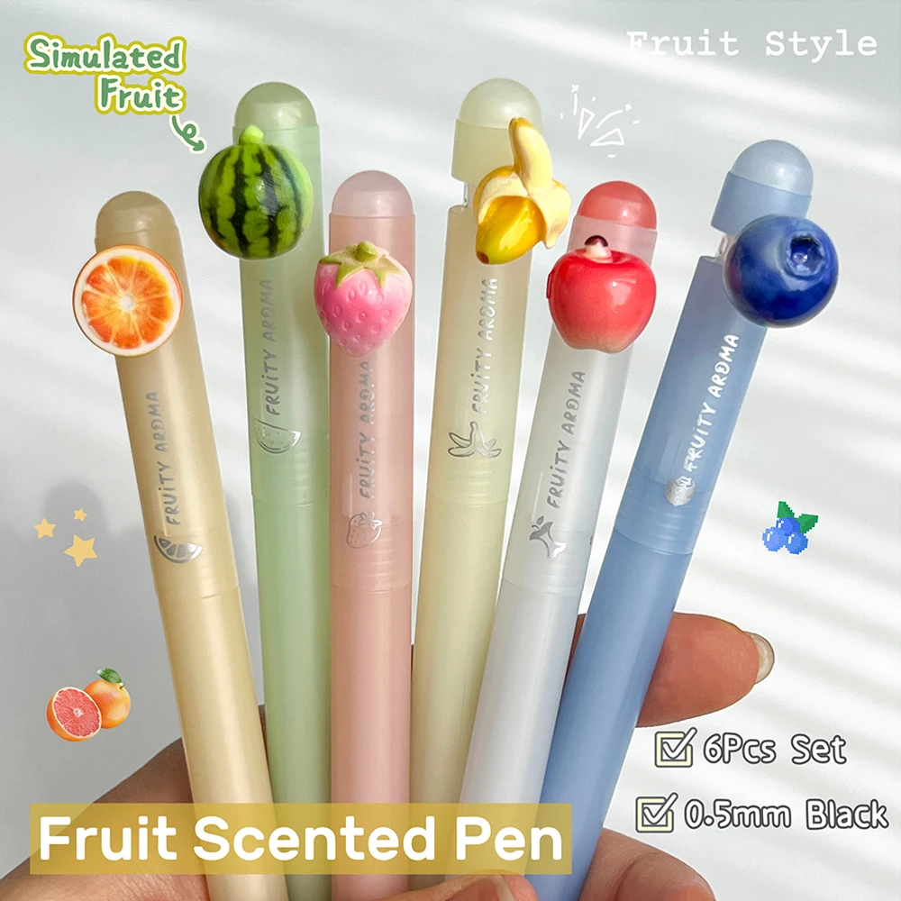 conjunto-de-6-canetas-gel-com-aroma-de-frutas-05mm-secagem-rapida-canetas-criativas-pretas-em-formato-de-maca-para-uso-escolar-e-de-escritorio