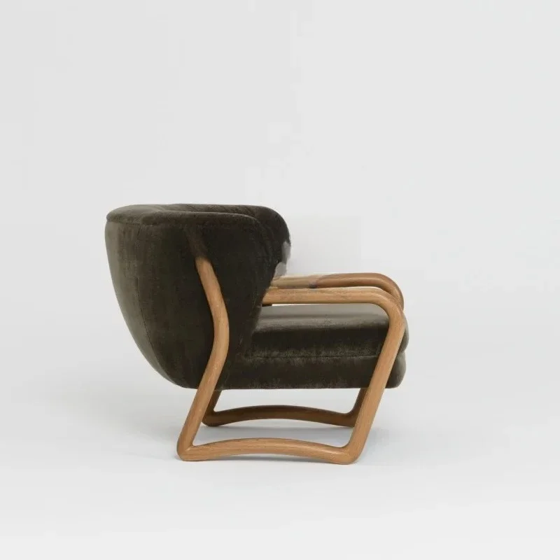 الشمال بسيط النسيج صف مستقيم الخشب الصلب ثلاثة مقاعد أريكة مصمم B & B كرسي الاستقبال بيت الشاي #5