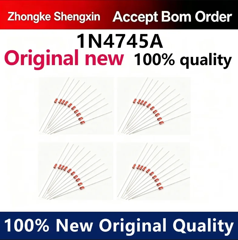 （5pcs-100pcs）New voltage regulator diode 1N4745 IN4745A voltage regulator glass tube 1W 16V DO-41