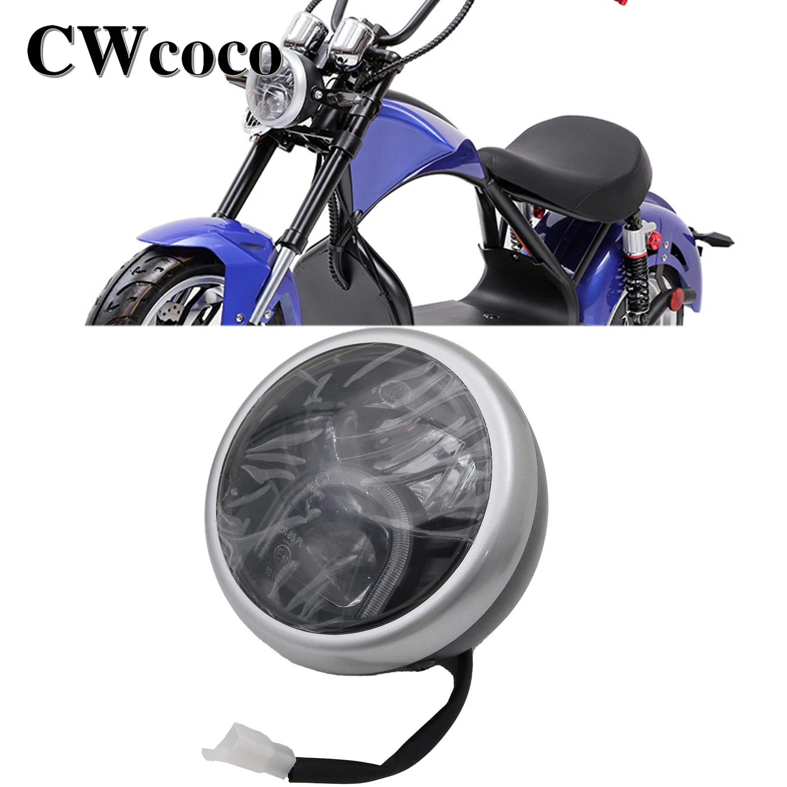 Electric Scooter 60V Headlights LED Headlights With Glass Lens Headlights For Citycoco Electric Scooter Prince Flying Leopard