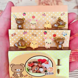 Japonya sevimli r-rilakkuma çocuk plastik meyve çatalı karikatür japon ve kore meyve çubukları 8 parça bento alır bebek sevimli