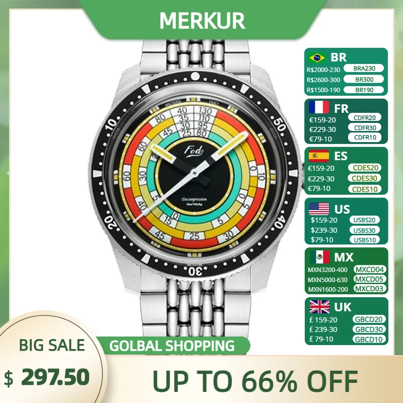 Merkur Decompression นาฬิกา60's Vintage ผู้ชายมือนาฬิกาเหล็กกีฬานาฬิกา Relogio Masculino 2022