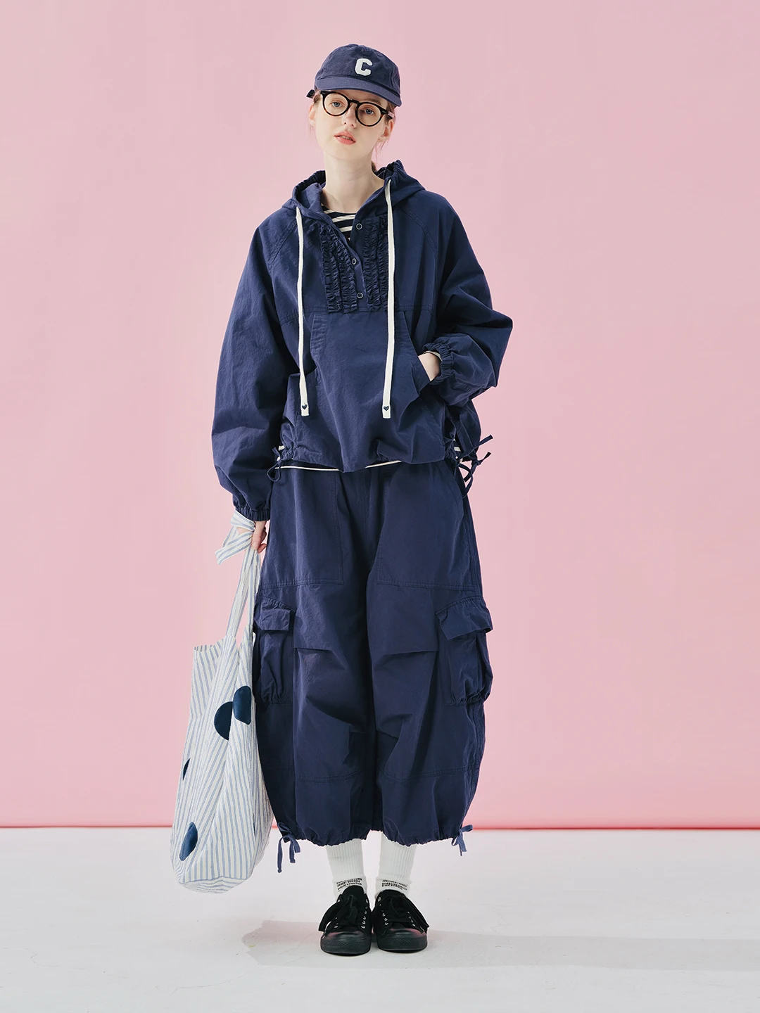 imakokoni High Waisted Cargo Work Pants Drawstring Loose Cropped Pants Women's Pants Casual Female Clothing for Women