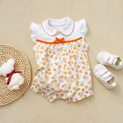 2024 new Summer baby girl rompers Princess clothing short Sleeve cotton baby clothes rompers for girls print clothes