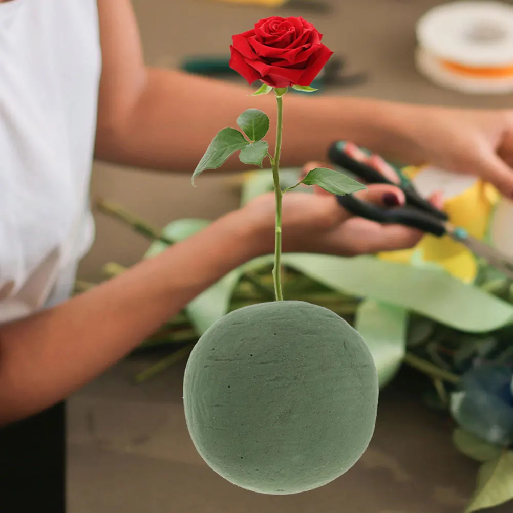 

4 Pcs 9cm Faux Flower Mud Ball Floral Foam for Arrangement Craft DIY Decor Wedding Party Gardening Accessories