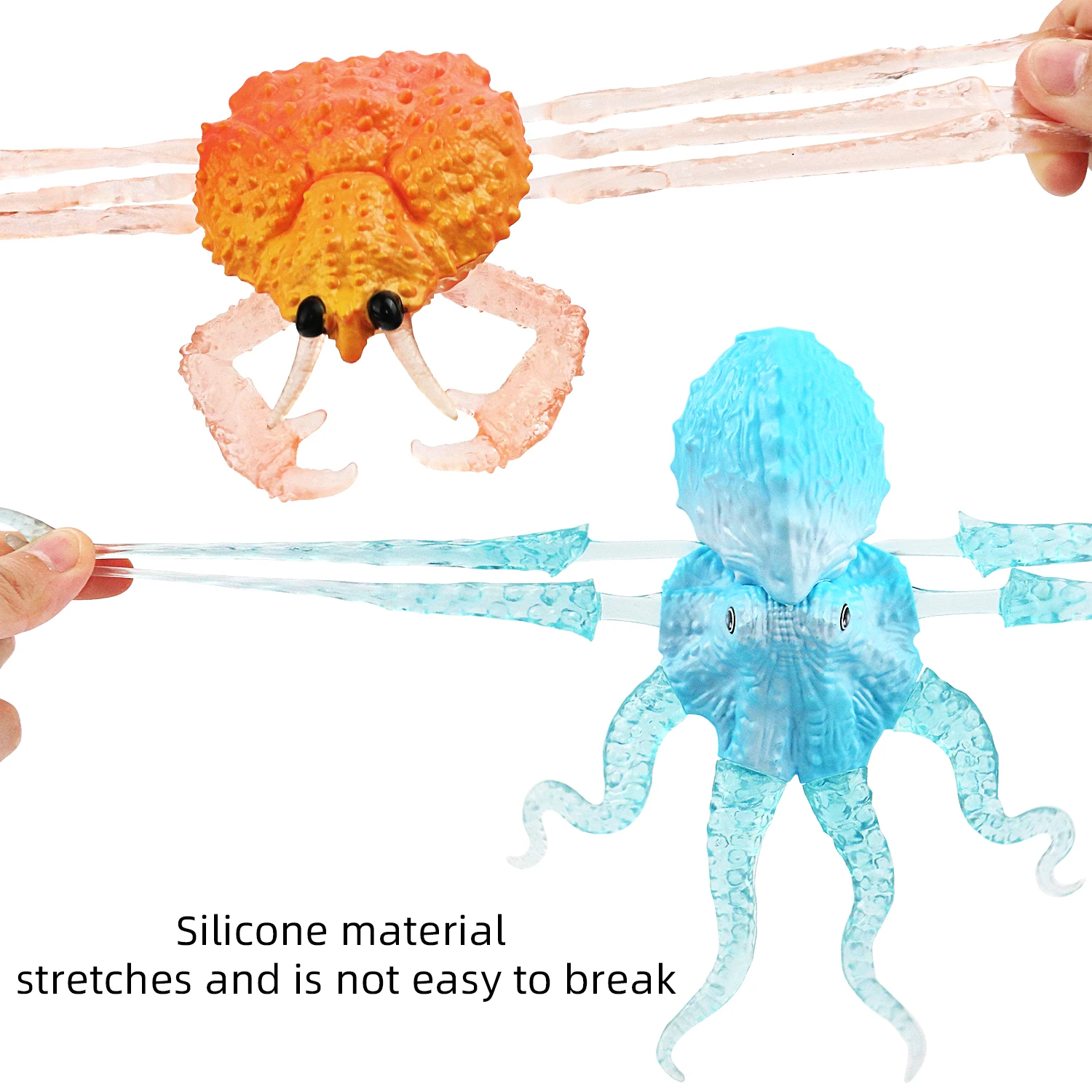 TPR simulation children\'s toy soft rubber stretching octopus pinching music decompression water toy crabs marine creatures